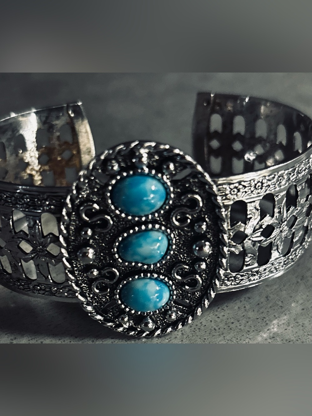 Turquoise Stone Sterling Silver Cuff Bracelet